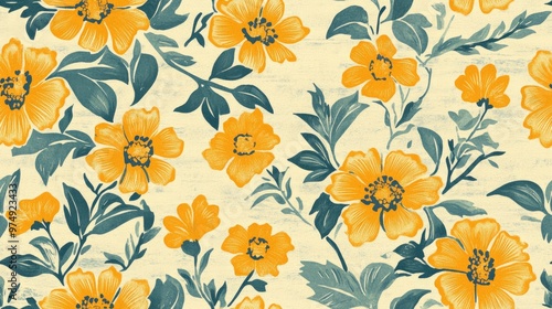 Wallpaper Mural Floral pattern backdrop textile design retro texture background Torontodigital.ca