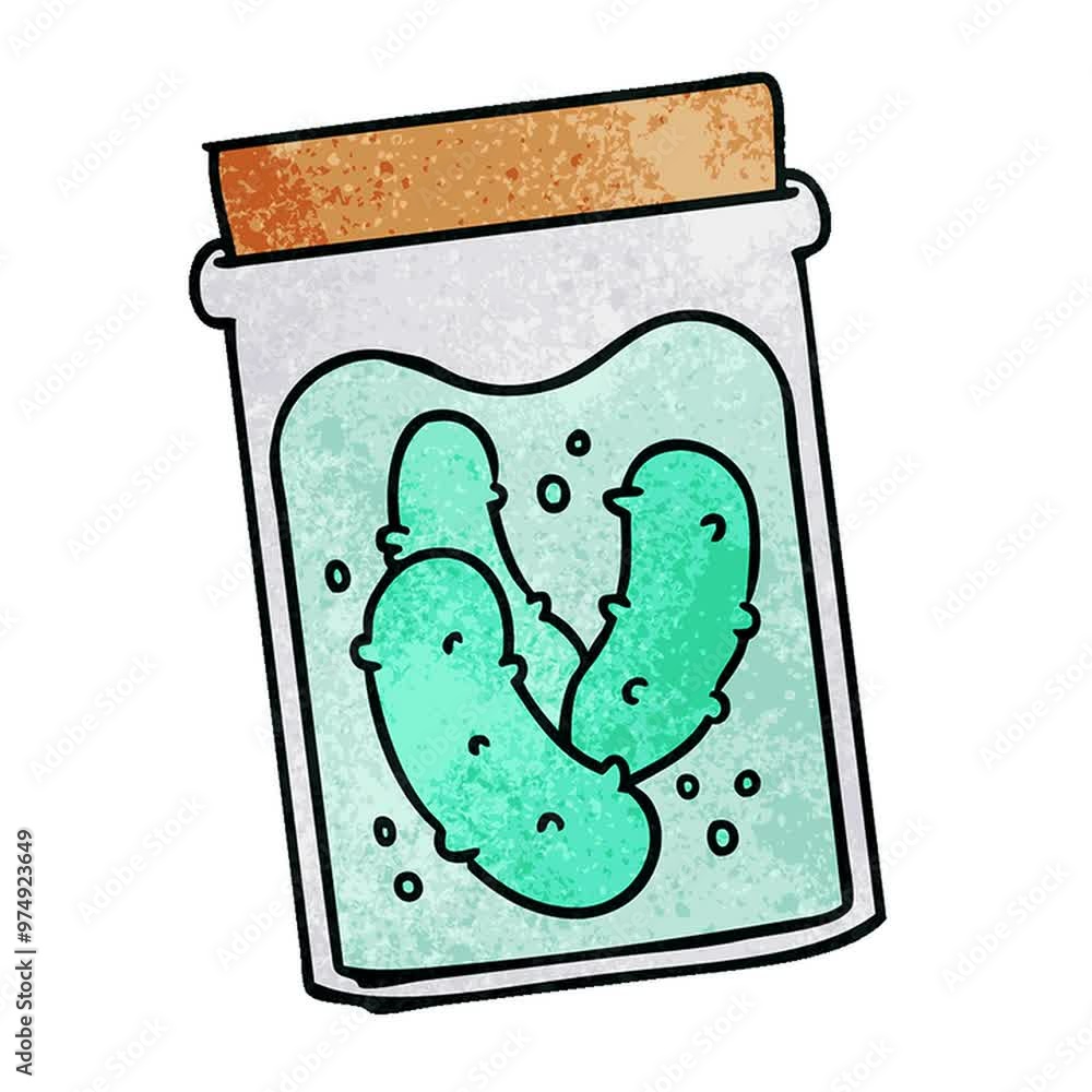 hand drawn textured cartoon doodle jar of pickled gherkins hand drawn textured cartoon doodle jar of pickled gherkins