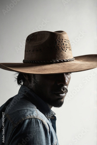 portrait of handsome man wearing cowboy hat