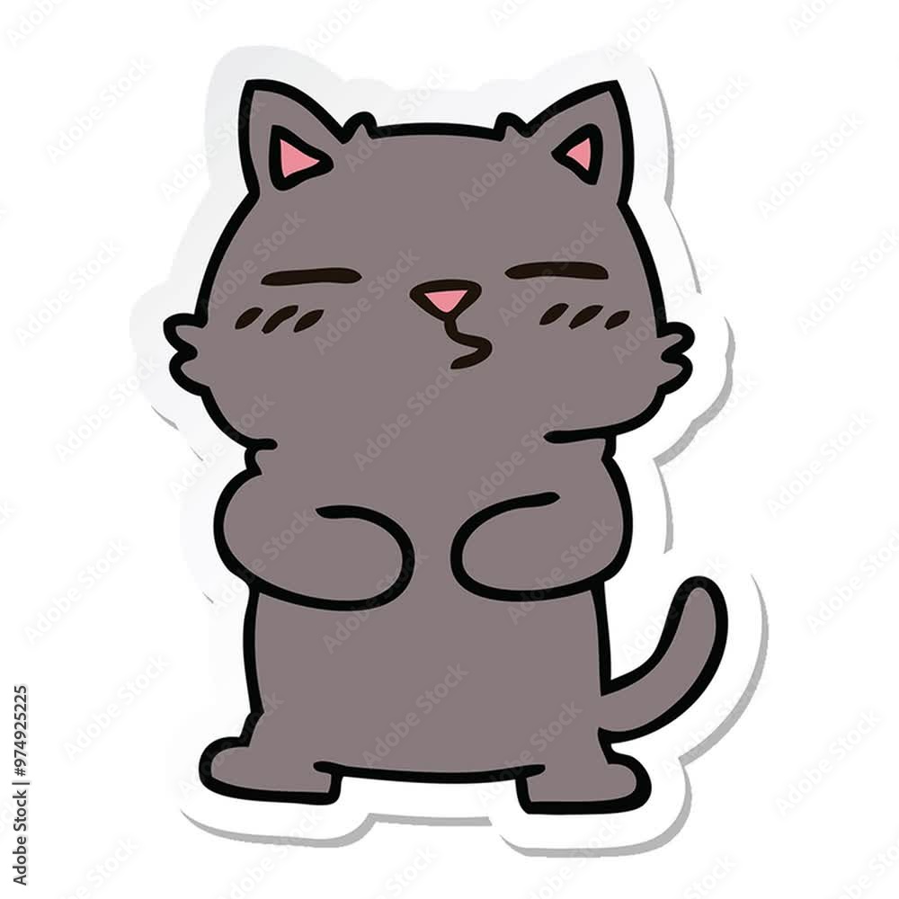 sticker of a quirky hand drawn cartoon cat sticker of a quirky hand drawn cartoon cat