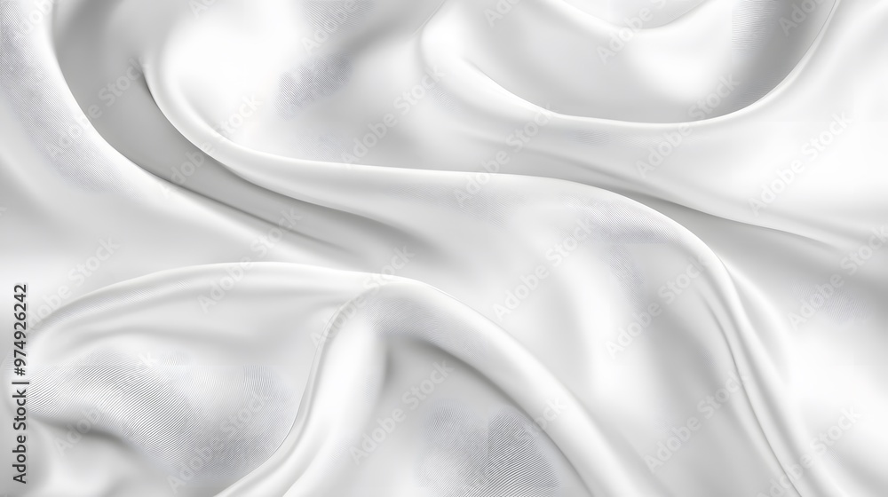Obraz premium Abstract white silk background with wavy folds of fabric, elegant wallpaper for design or presentation