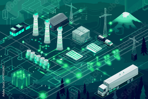 Sustainable hydrogen e-fuel production process diagram for green transportation and industry