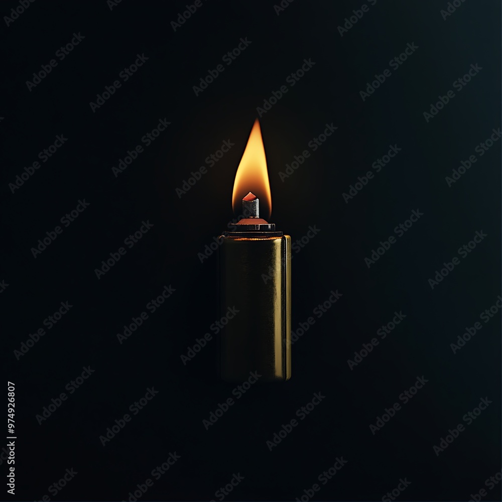 Single lighter flame burning bright in the darkness, minimalist concept of hope, inspiration, and light in the darkness Single lighter flame burning bright in the darkness, minimalist concept of hope, inspiration, and light in the darkness
