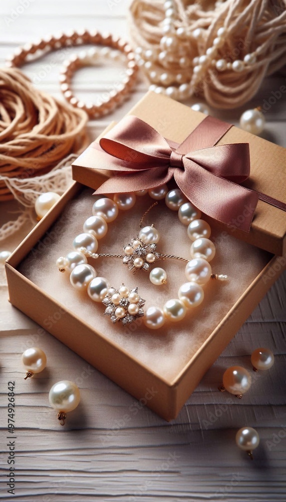 handgefertigter Perlenschmuck in einer Geschenkbox handgefertigter Perlenschmuck in einer Geschenkbox