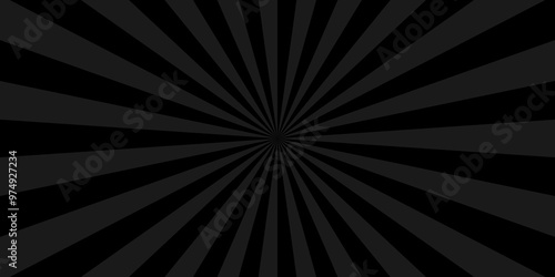 Seamless retro black and gray sunrise stripe sunburst texture design. comic or cartoon concept background with blank space design. Vector abstract rays sunburst backdrop banner wallpaper background.