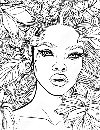 Black Fairy Woman Coloring Books, Fairy Coloring Pages for Adults, A Coloring Book for Black Women, Relaxation & Stress Relief, Digital Download