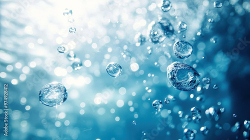 Wallpaper Mural background featuring the dynamic texture of underwater bubbles, with varying sizes rising through clear water, adding a sense of depth and movement to any space. Torontodigital.ca