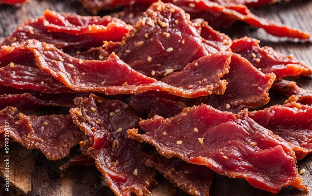 Beef jerky is often marinated and seasoned with garlic and black pepper, enhancing its savory flavor. This combination creates a robust spicy and deliciously satisfying snack.
Beef jerky is often marinated and seasoned with garlic and black pepper, enhancing its savory flavor. This combination creates a robust spicy and deliciously satisfying snack.