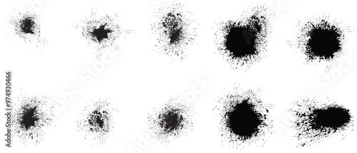 Collection of ink splashes for speckle effect .Set of Black Spray Blot of Ink. Place blobs, stains and splats in this pack over any object to create grunge effect .Spray paint drips .abstract vector.