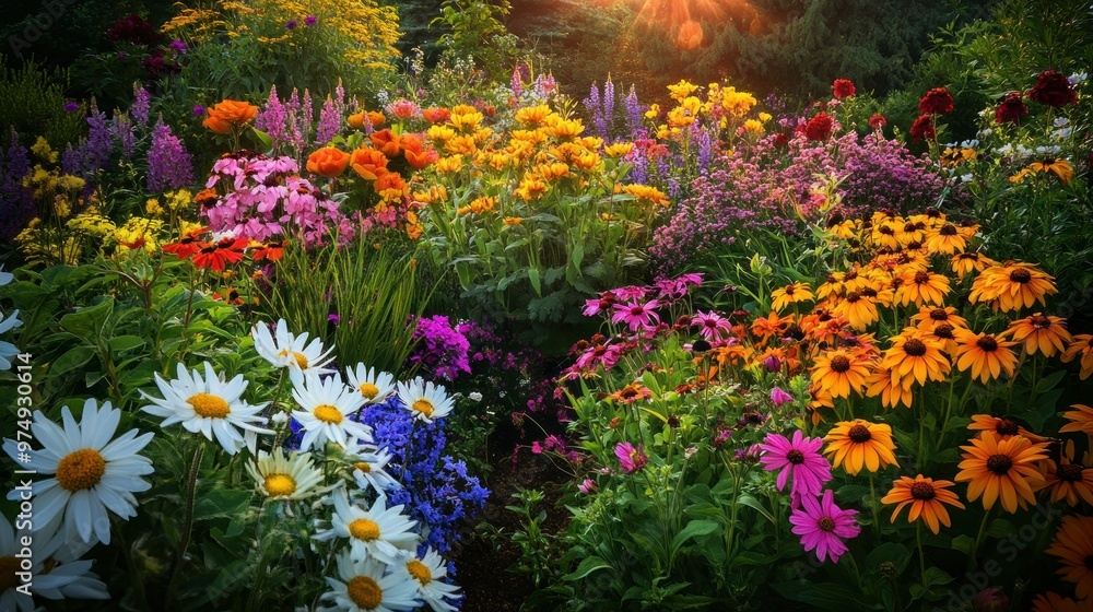 Obraz premium A Vibrant Garden Filled with Various Blooming Flowers