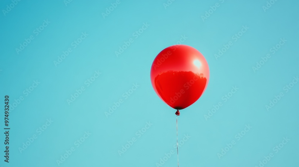 Red balloon against clear blue sky Red balloon against clear blue sky