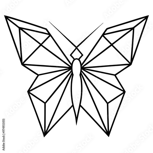 A stylized, geometric butterfly with angular wings