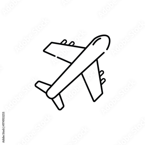 Plane Icon Vector. Lineal or Linear art.