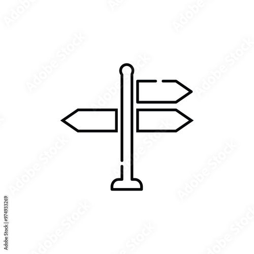 Signpost Icon Vector. Direction Sign Icon. Lineal or Linear art.