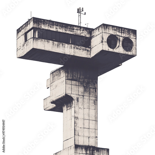 Brutalist Architecture Collage Elements - Transparent Background, Generative AI photo