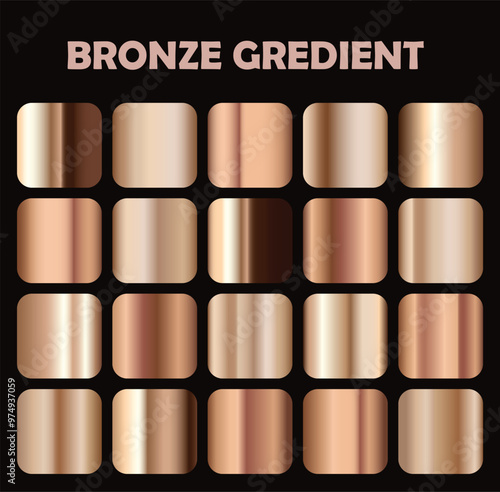 Collection of bronze metallic gradient vector illustration