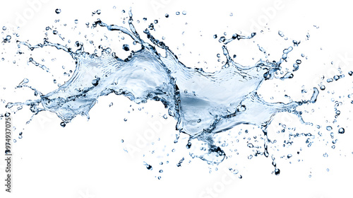 Dynamic Water Splash Effect Against White Background Creating a Mesmerizing and Fresh Visual Pattern