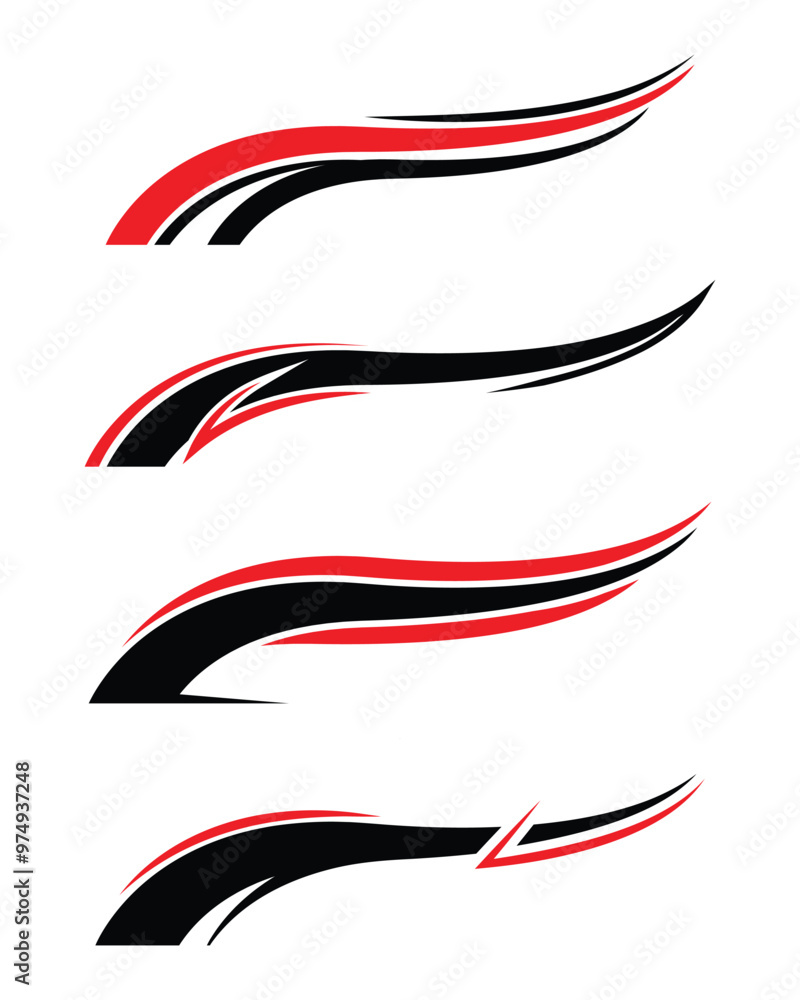 Set of abstract curved stripes vehicle wrap stickers Set of abstract curved stripes vehicle wrap stickers