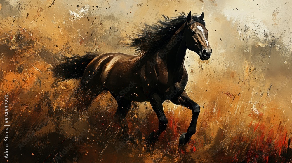Black Horse's with Golden Iris and Long Eyelashes on dark background Black Horse's with Golden Iris and Long Eyelashes on dark background