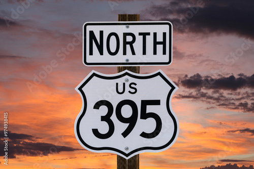US Route 395 highway sign i...