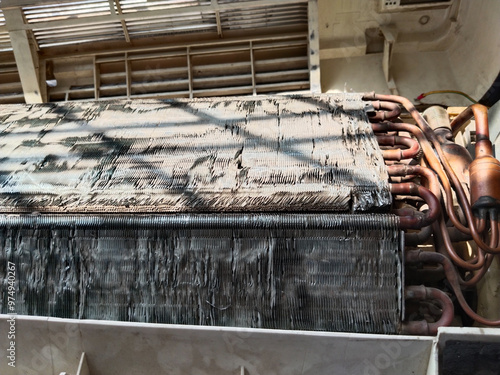 Aluminum fins of indoor unit or evaporator for air conditioner.