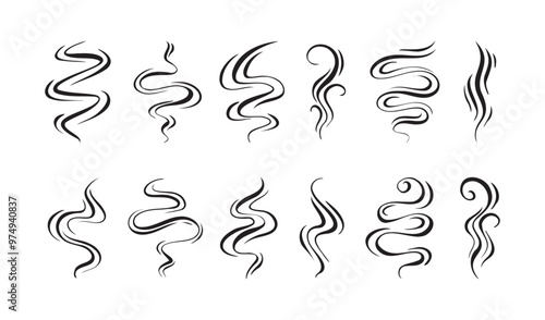 Smoke, aroma lines icon. Doodle Wavy Smoke lines symbol sketch style hand drawn