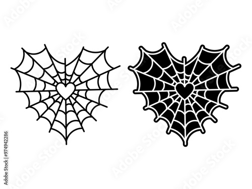 Spiderweb Heart Design, Spiderweb Halloween Design, Gothic Spiderweb Heart Design