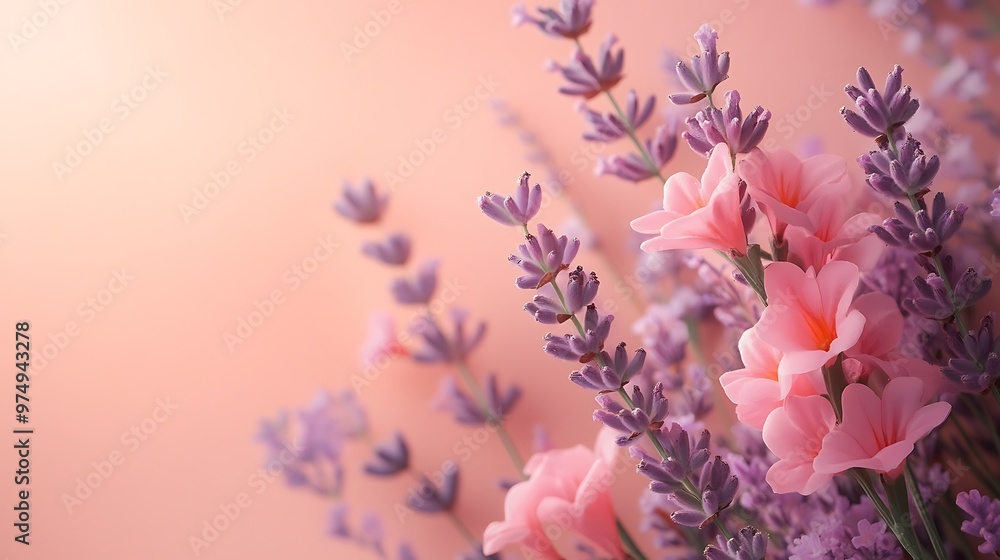 Pink and Purple Flowers Soft Blurred Background Spring Floral Design Pink and Purple Flowers Soft Blurred Background Spring Floral Design