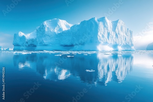 Majestic Iceberg Reflection in Tranquil Arctic Waters