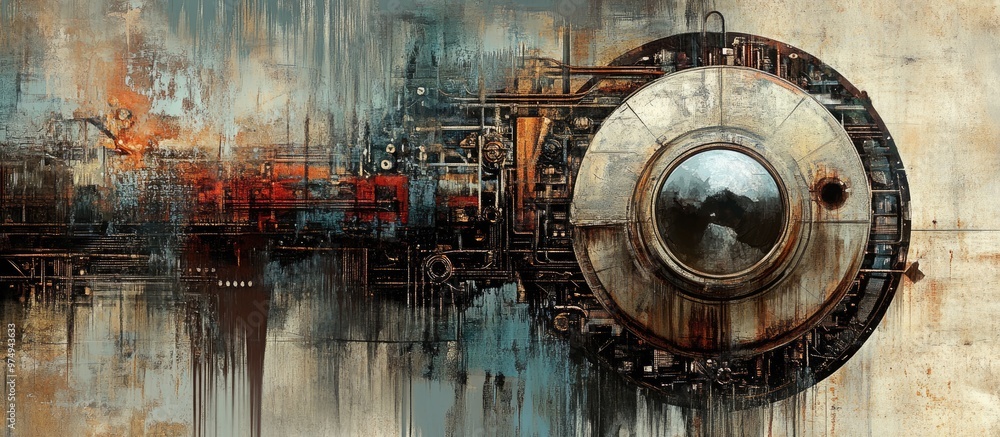 Contrasting old and new technologies in a mixed media style Contrasting old and new technologies in a mixed media style