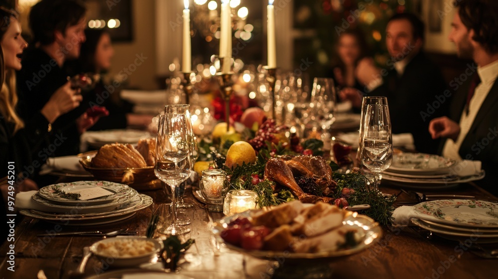 Elegant New Year's Eve Dinner Party with Candles, Fine China, and Gourmet Feast Elegant New Year's Eve Dinner Party with Candles, Fine China, and Gourmet Feast