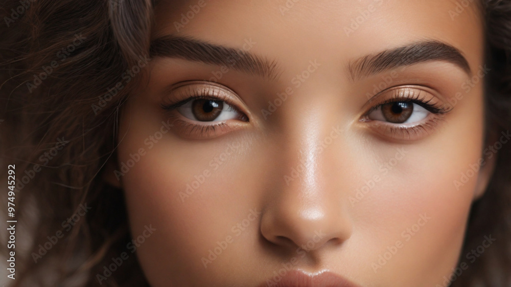 Fototapeta premium ose up of beautiful woman's brown eyes with eyelash and brow lift. 
