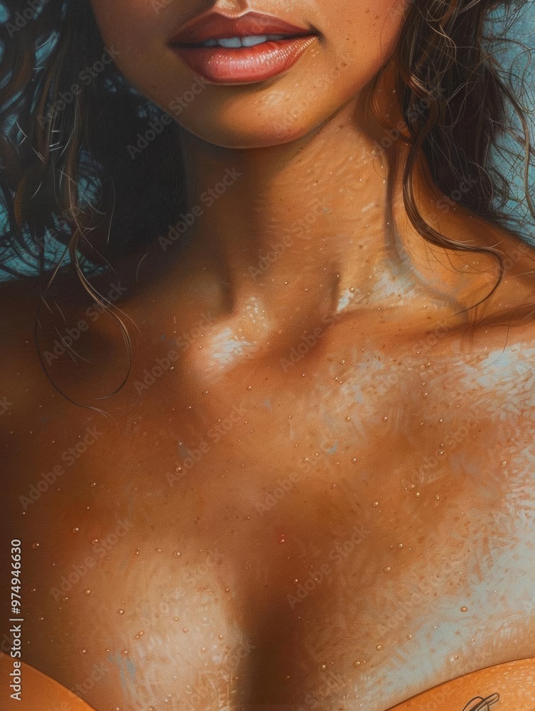 Artistic close-up of a beautiful woman with a stunning body, in an illustration style. Artistic close-up of a beautiful woman with a stunning body, in an illustration style.