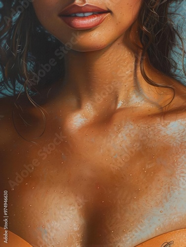 Wallpaper Mural Artistic close-up of a beautiful woman with a stunning body, in an illustration style. Torontodigital.ca