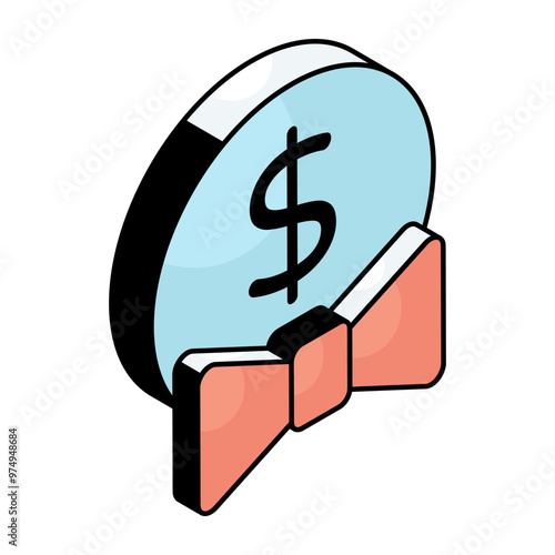 A trendy design icon of dollar coin