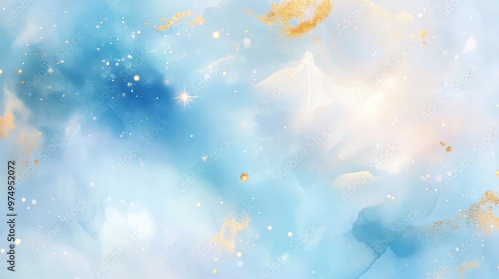 Ethereal space-inspired watercolor art with prism lens flare, light blue tones, and gold accents floating in soft pastel hues. Ethereal space-inspired watercolor art with prism lens flare, light blue tones, and gold accents floating in soft pastel hues.