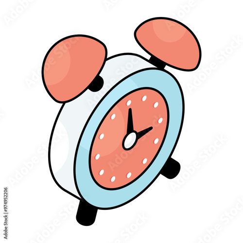 A colored design icon of alarm clock