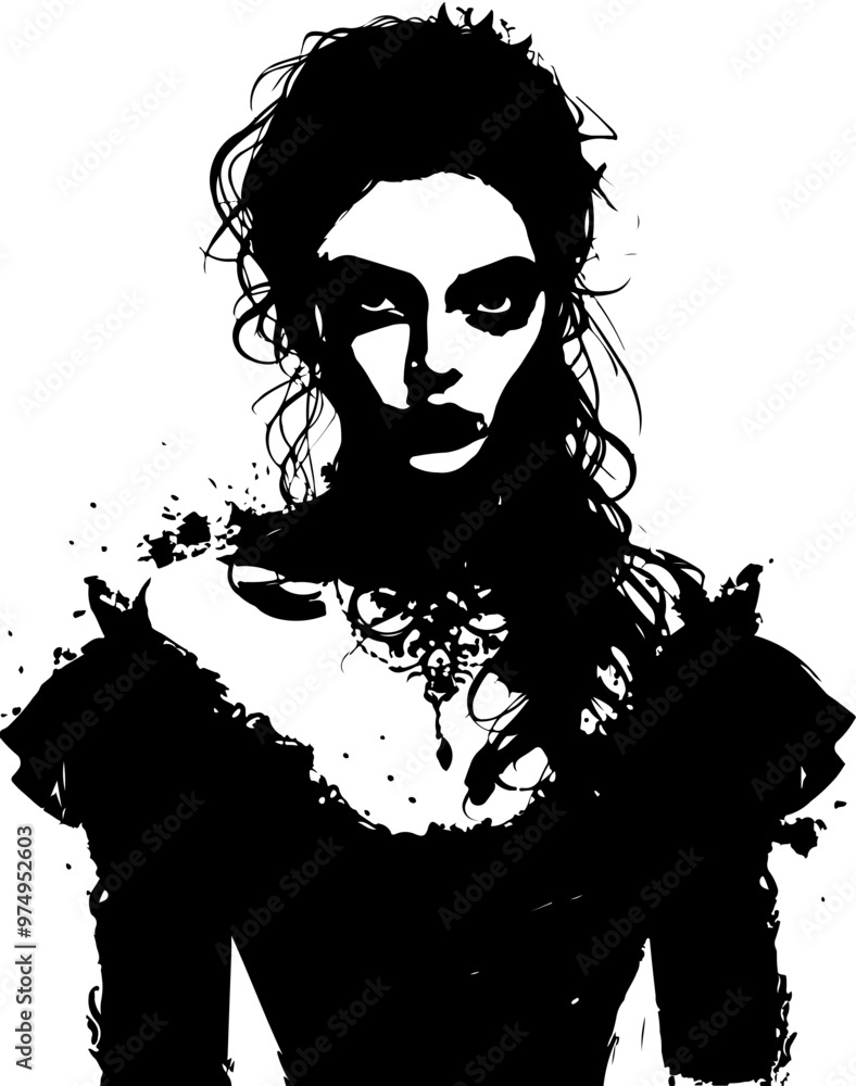 Fototapeta premium Gothic Fairy Coloring Pages Adult & Kids , Grayscale, light grayscale, Instant Download, Printable