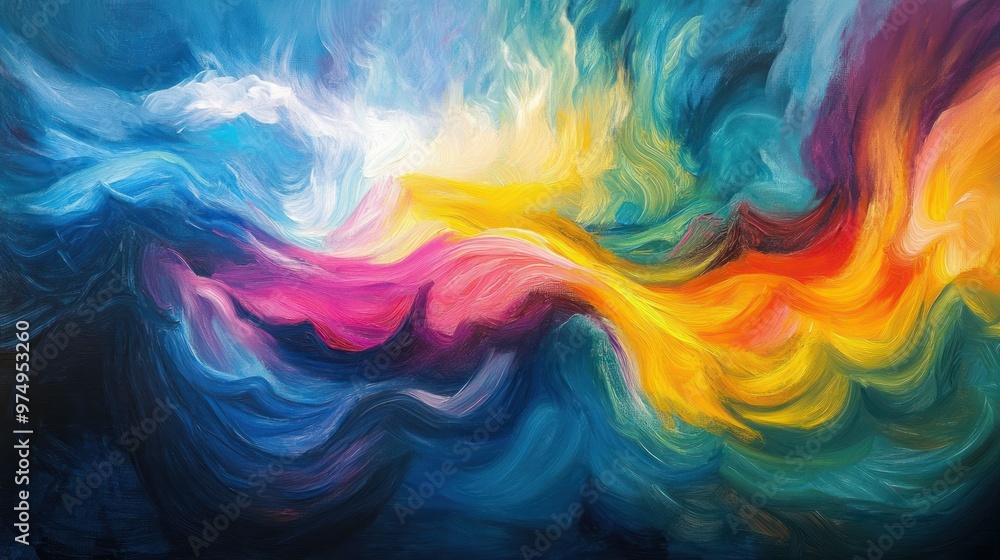 Abstract Painting with Swirling Colors and Brushstrokes Abstract Painting with Swirling Colors and Brushstrokes