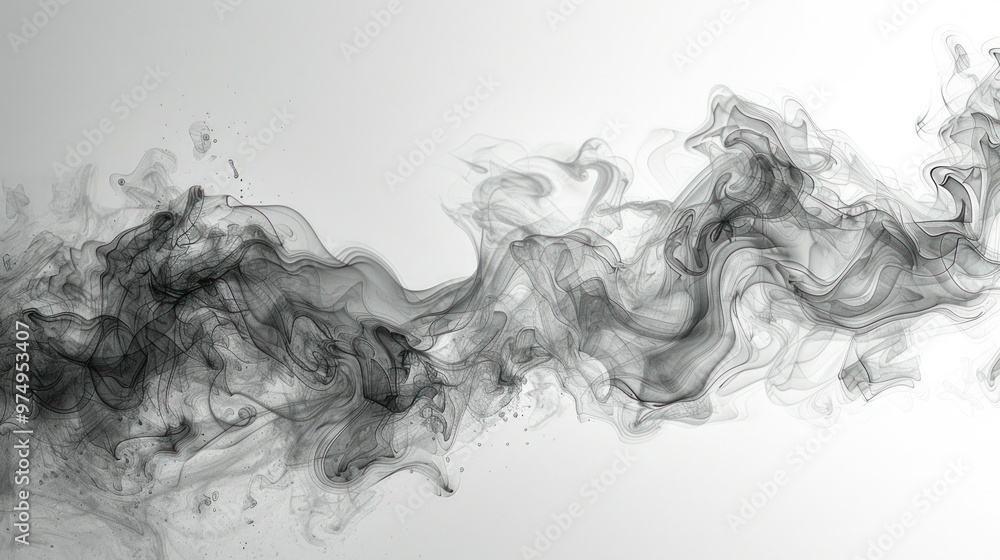 White Smoke Curve Wave Isolated on White Background - Abstract Smoke Flow for Design and Art Projects White Smoke Curve Wave Isolated on White Background - Abstract Smoke Flow for Design and Art Projects