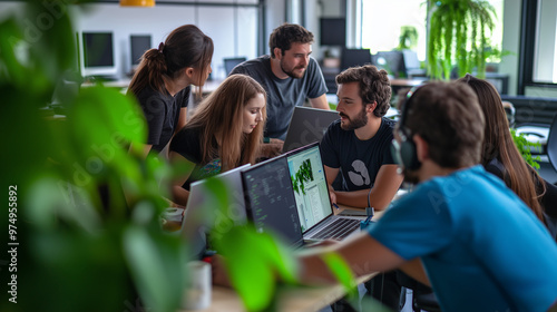 Collaborative Teamwork in Modern Office Environment