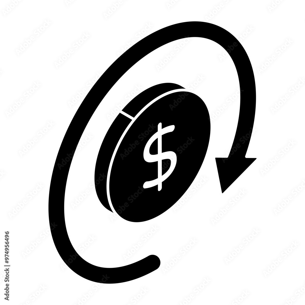 A colored design icon of currency exchange A colored design icon of currency exchange