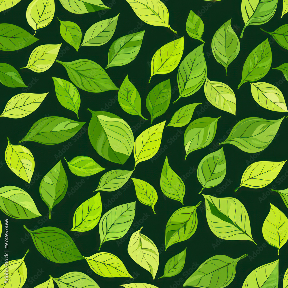 Tea leaves pattern background. green leaves vector pattern background. Green tea leaf seamless pattern. Tea leaves pattern background. green leaves vector pattern background. Green tea leaf seamless pattern.