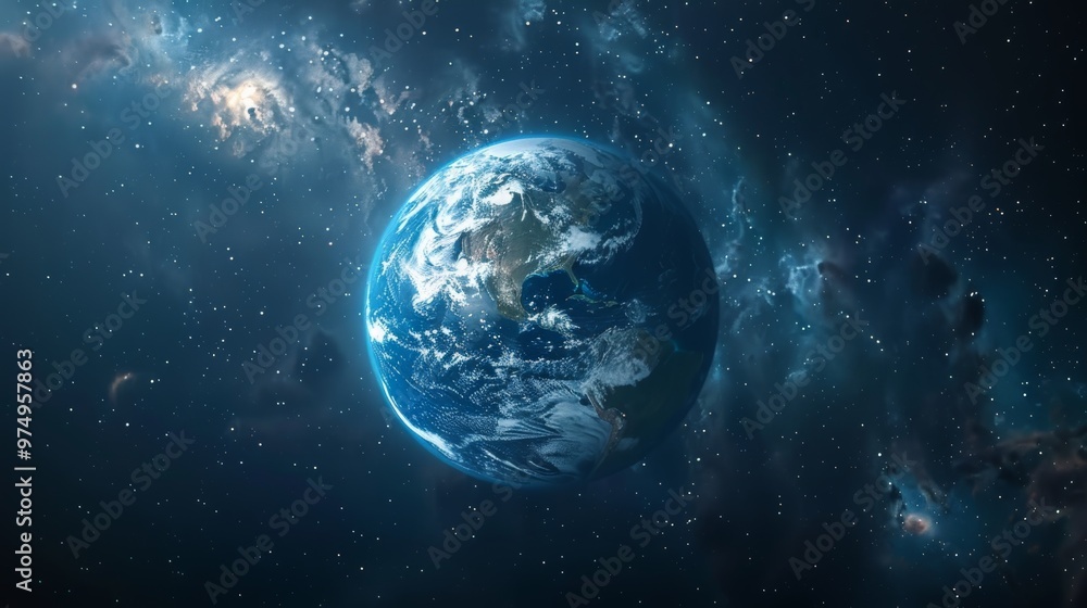 Fototapeta premium Iconic Image of the Majestic Earth Floating in the Vast Cosmic Expanse