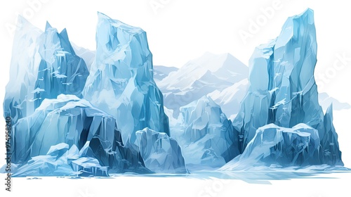 Icebergs isolated over white background