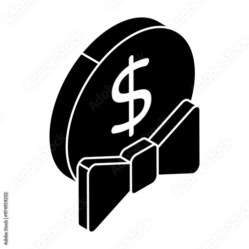A trendy design icon of dollar coin