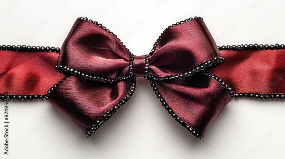 Dark Red Gift Ribbon Bow Isolated on White Background for Present Wrapping and Celebrations Dark Red Gift Ribbon Bow Isolated on White Background for Present Wrapping and Celebrations