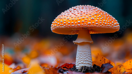 fly agaric mushroom in forest photo