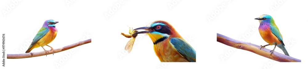 Obraz premium Bright bird on thin tree branch