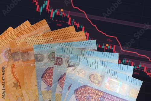 Obraz na płótnie financial concept with euro banknotes. 